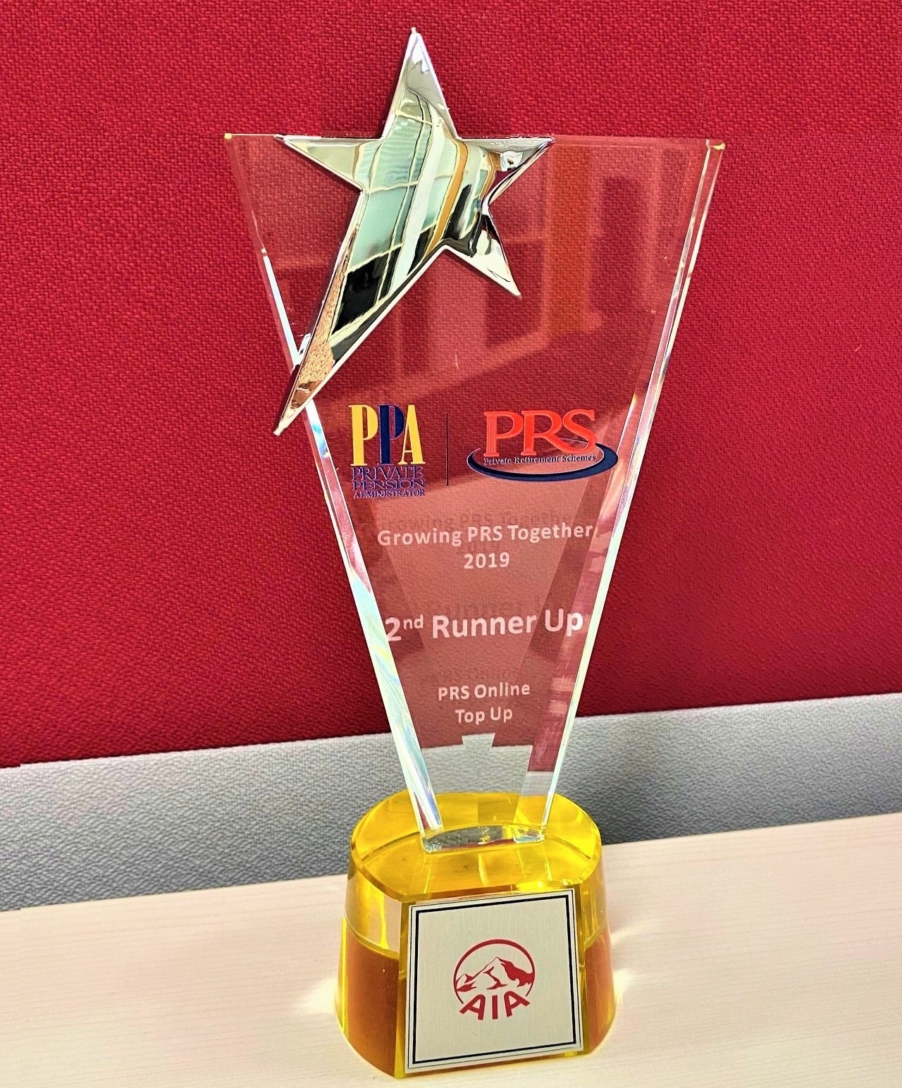 2nd Runner Up - Excellence in PRS Online Top-Up Growing PRS Together 2019 - Private Pension Administrator Malaysia